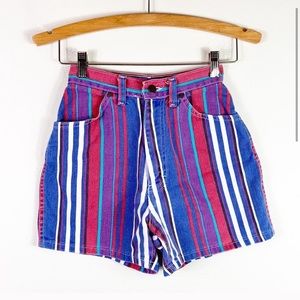 Vintage High Waisted Purple Striped Mom Shorts